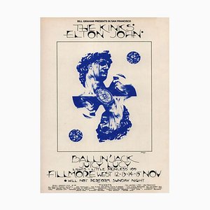 The Kinks and Elton John at Fillmore West Poster, 1970
