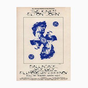 The Kinks and Elton John at Fillmore West Poster, 1970