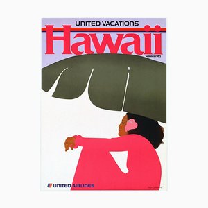 United Airlines Hawaii 3 Poster, 1985