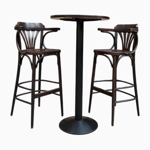 High Stools and Table from TON, Set of 3