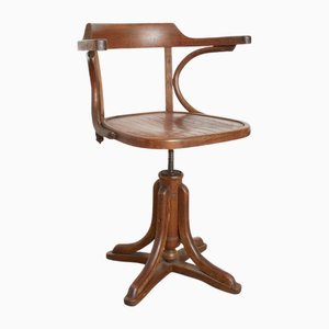 Antiker Drehbarer Schreibtischstuhl aus Bugholz von Thonet
