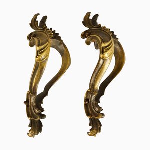 Maniglie per porte doppie barocche in bronzo, Italia, metà XIX secolo, set di 2