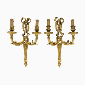 Louis XVI Style Gilt Bronze Wall Lights, Set of 2
