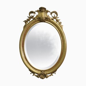 Large French Rococo Oval Gilt Wall Mirror