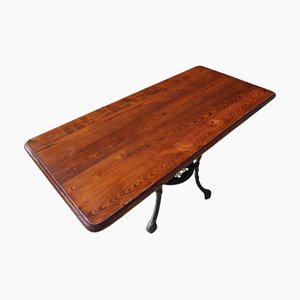 Mesa de jardín de hierro fundido y roble, años 60