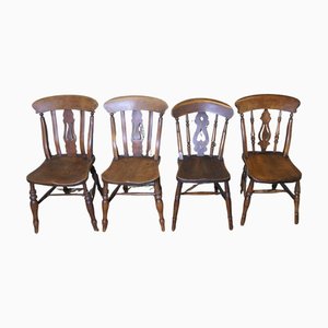 Harlequin Beech and Elm Fiddle Back Chairs, Set of 4