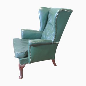 Silla de biblioteca con respaldo de ala de cuero de Parker Knoll