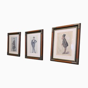 Vanity Fair Satirical Illustrations, Prints, Framed, Set of 3