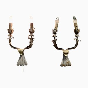 Shabby Chic Toleware Lights, 1930, Set of 2