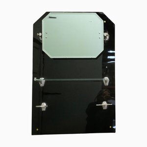 Art Deco Black Glass and Chrome Bathroom Mirror, 1930