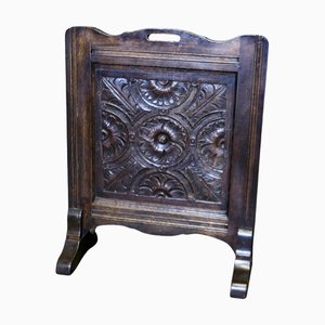 Carved Oak Gothic Style Fire Screen, 1900