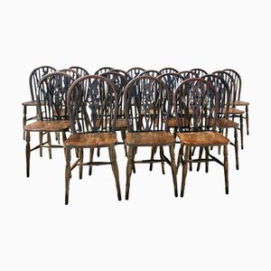 Vintage Windsor Dining Chairs in Beech, 1980, Set of 19
