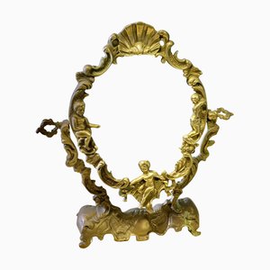Arts and Crafts Gothic Style Brass Mirror, 1920s