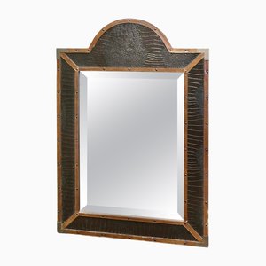 Miroir Mural Art Déco en Cuir, France, 1910s
