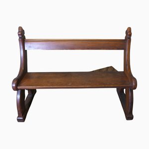 Banc Arts and Crafts en Pin Sculpté Gothique
