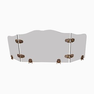 French Brass and Glass Fold Fire Guard, 1920s