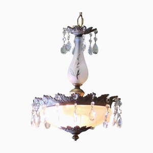 Arts and Crafts Crystal Bowl Pendant, 1930s