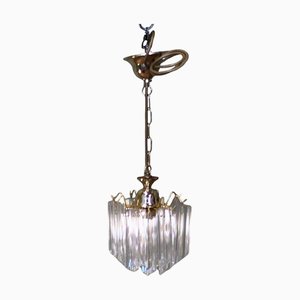 Lampade a sospensione Art Déco in cristallo, Francia, anni '50, set di 3