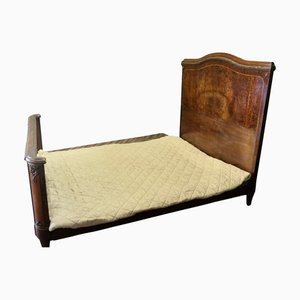 French Empire Art Deco Burl Walnut Double Bed, 1900s