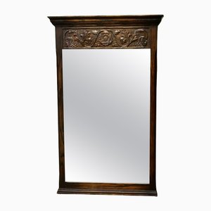 Victorian Gothic Carved Oak Wall Mirror, 1910s