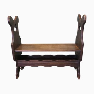 Irish Walnut Bench with Shoe Storage, 1920s