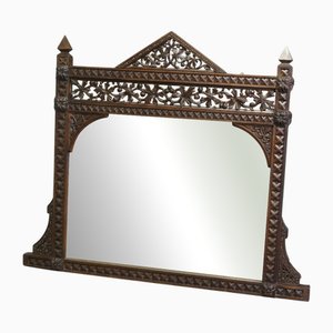 Large Carved Oak Overmantel Mirror, 1900s