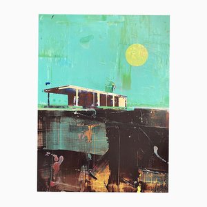 Dan Parry-Jones, Cabin with Turquoise Sky, 2025, Mixed Media