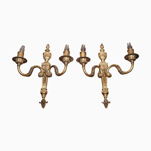 French Brass Sconces, Set of 2