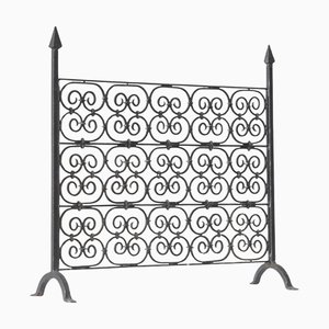 Antique Fire Screen in Wrought Iron, Late 19th Century
