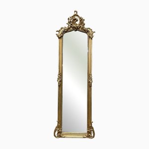 Long and Narrow Panel Mirror in Gilt Wood