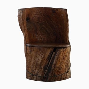 Swedish Hand Carved Stump Chair in Pine, 1920s