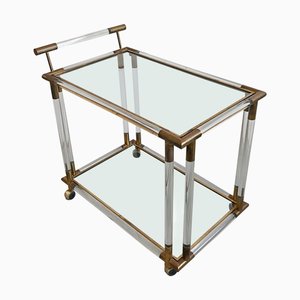 Mid-Century Modern Bar Cart in Acrylic Glass, Bronze and Glass, Italy, 1970s