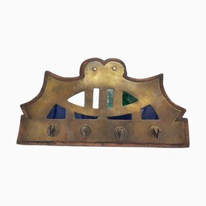 Pre-War Coat Rack, Brass, on Wood