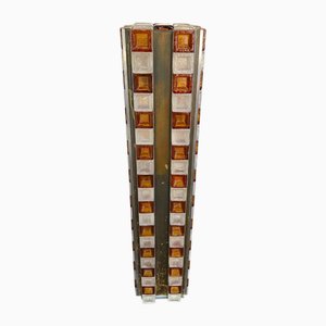 Mid-Century Modern Italian Glass Cube Tower Floor Lamp from Poliarte, 1970s