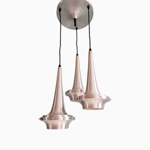 Lampadario Space Age in alluminio spazzolato, anni '70