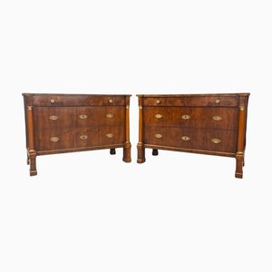 Empire Kommoden aus Nussholz & Hochwertigem Bruyèreholz, 1810, 2er Set