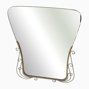 Miroir Mural avec Cadre en Laiton, Italie, 1950s