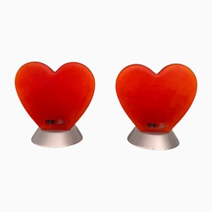 Heart Table Lamps in Murano Glass by Carlo Nason for iTtre, Italy, 1990s, Set of 2