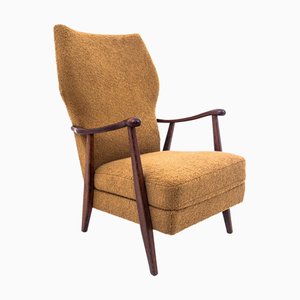 Vintage Yellow Armchair in Bouclé Fabric, Denmark, 1960s
