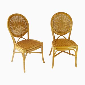 Siège Bohemian Vintage en Rotin et Osier, Set de 2