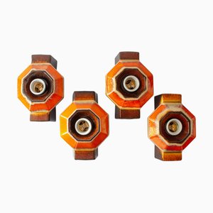 Vintage Ceramic Sconces attributed to Pan Hustadt Leuchten, 1970s, Set of 4