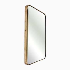 Art Deco Modern Italian Design Brass Wall Mirror, 1930