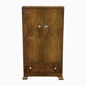 Small English Student Cupboard in Walnut Burl, 1930s