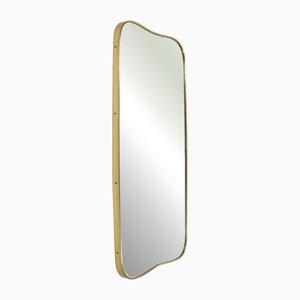 Specchio da parete Mid-Century moderno di design in alluminio anodizzato dorato, Italia, anni '50