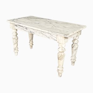 Postmodern Italian White Marble Dining Table Rilievo attributed to Aldo Rossi, 1980s