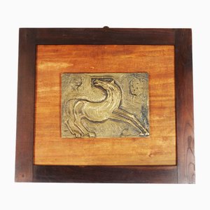 Bruno Cassinari, Pferd Flachrelief, 1970, Bronze & Holz