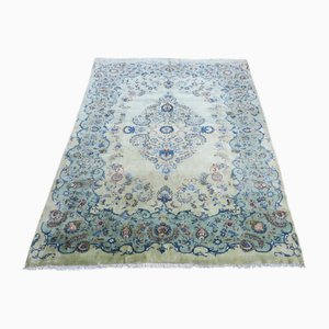 Grand Tapis Kashan Mid-Century Vert Pistache, 1960s