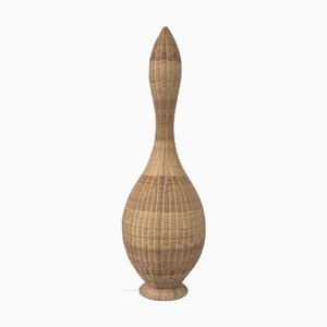 Vintage Two-Light Wicker Floor Lamp, Italy, 1960s