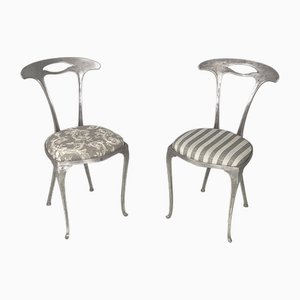 Italienische Mid-Century Stühle aus Metall & Stoff von Palladio, 1950er, 2er Set