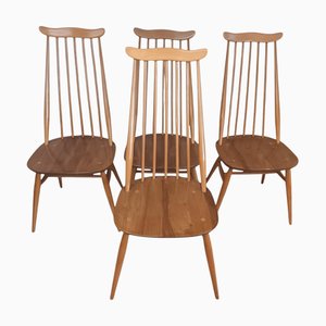 Sedie da pranzo Goldsmith vintage in olmo chiaro attribuite a Lucian Ercolani per Ercol, anni '60, set di 4